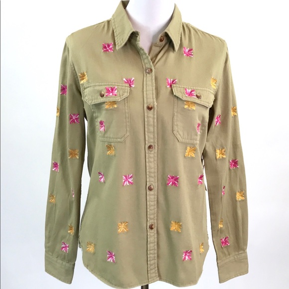 Artisan De Luxe Tops - Artisan De Luxe Brown Embroidered Shirt Size M